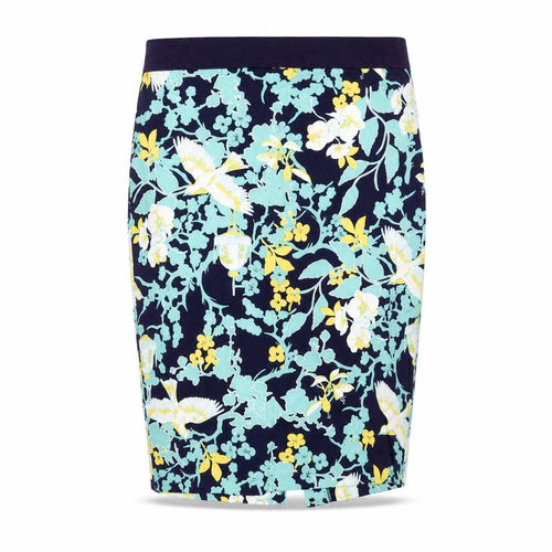 Dorothy Perkins Womens Blue Geometric Cotton Straight & Pencil Skirt Size 12 Zip