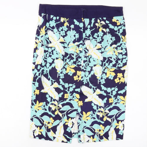 Dorothy Perkins Womens Blue Geometric Cotton Straight & Pencil Skirt Size 12 Zip