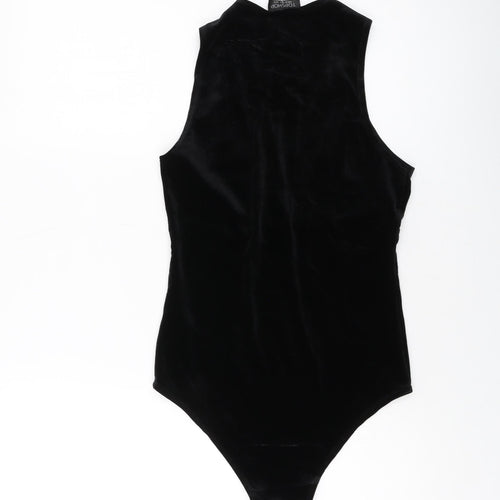 Topshop Womens Black Polyester Bodysuit One-Piece Size 10 Snap