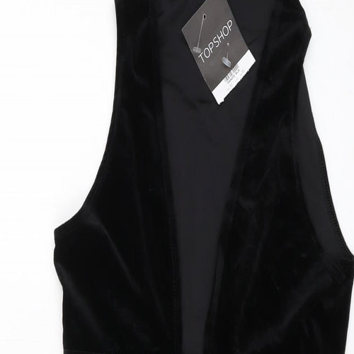 Topshop Womens Black Polyester Bodysuit One-Piece Size 10 Snap