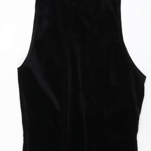 Topshop Womens Black Polyester Bodysuit One-Piece Size 10 Snap