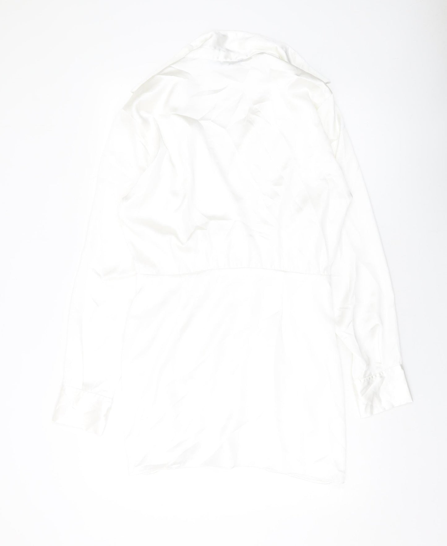 Zara Womens White Polyester Shirt Dress Size M Collared Zip