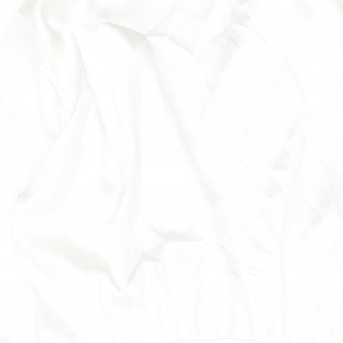 Zara Womens White Polyester Shirt Dress Size M Collared Zip