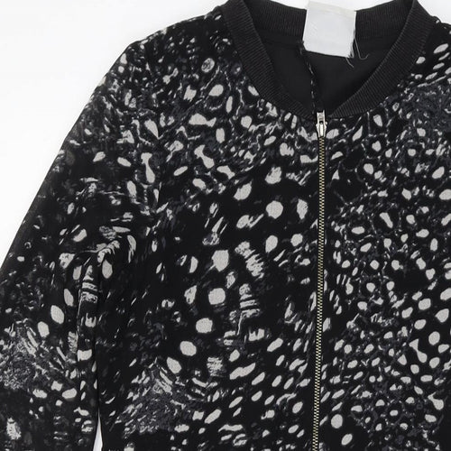 VERO MODA Womens Black Geometric Polyester A-Line Size XS Round Neck Zip