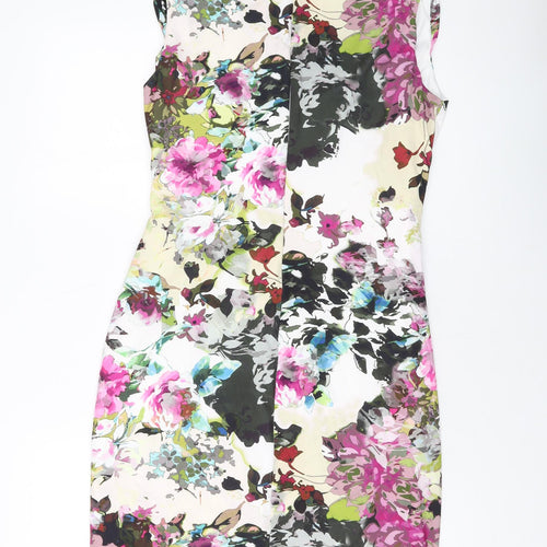 Ariella Womens Multicoloured Floral Polyester Bodycon Size 16 V-Neck Zip
