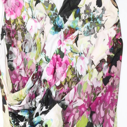 Ariella Womens Multicoloured Floral Polyester Bodycon Size 16 V-Neck Zip