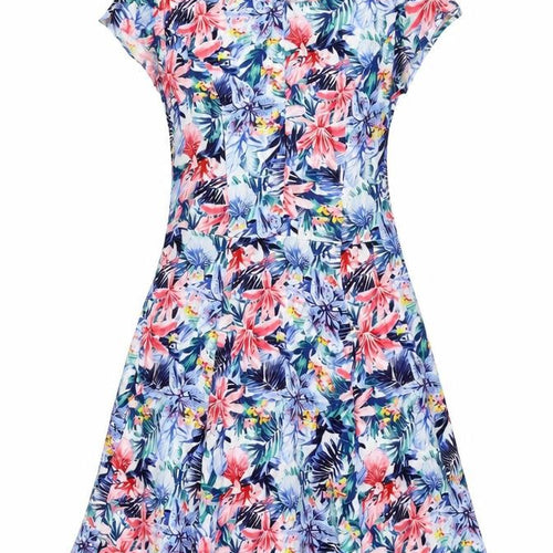 H&M Womens Multicoloured Floral Viscose A-Line Size 8 Round Neck Zip