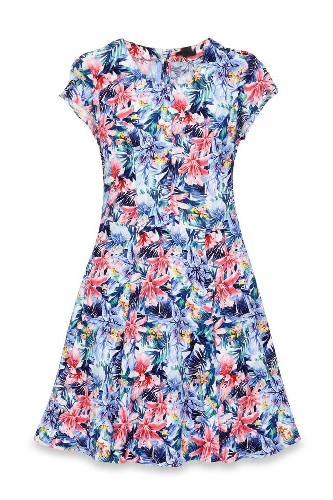 H&M Womens Multicoloured Floral Viscose A-Line Size 8 Round Neck Zip