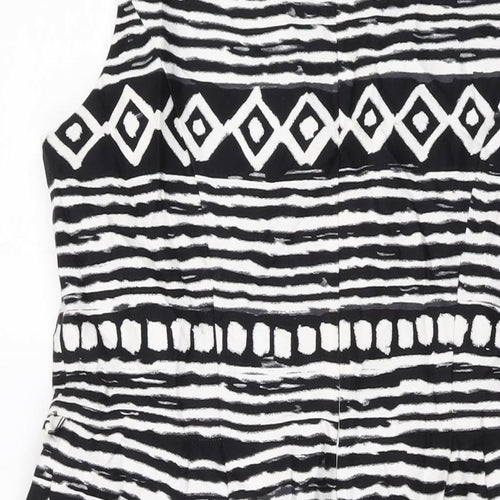 Principles Womens Beige Geometric Cotton A-Line Size 16 Round Neck Zip