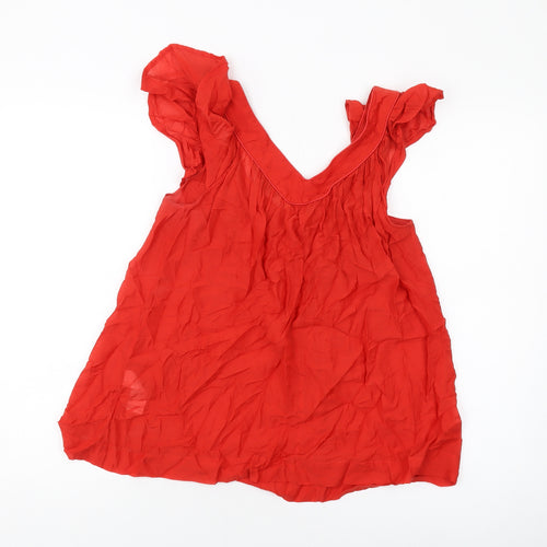 French Connection Womens Red Cotton Basic Tank Size 12 V-Neck