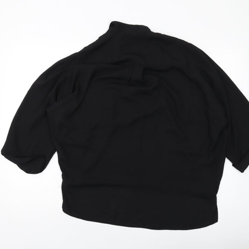 Select Womens Black Polyester Basic Blouse Size 16 V-Neck