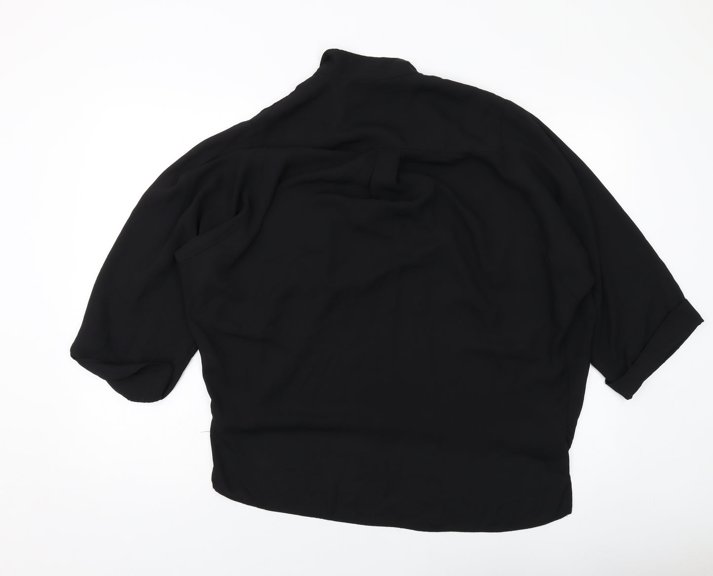 Select Womens Black Polyester Basic Blouse Size 16 V-Neck