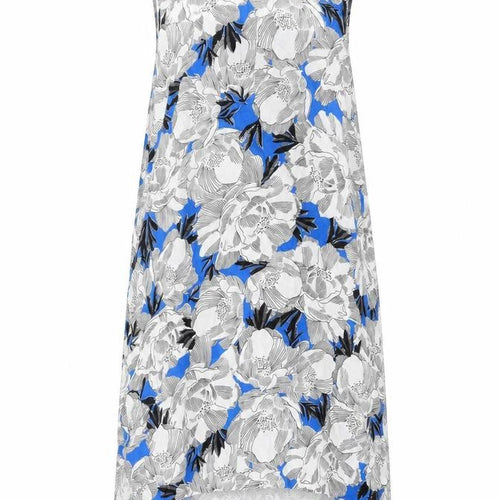 Dorothy Perkins Womens Blue Geometric Viscose Tank Dress Size 14 Round Neck Zip