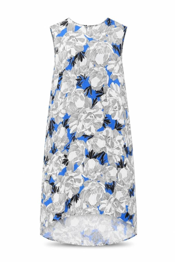 Dorothy Perkins Womens Blue Geometric Viscose Tank Dress Size 14 Round Neck Zip