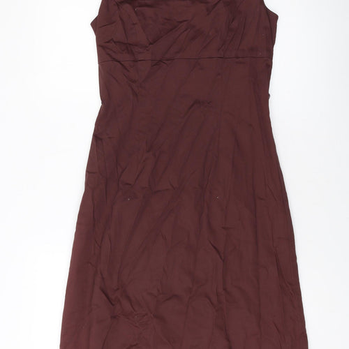 Kaleidoscope Womens Brown Cotton A-Line Size 10 Square Neck Zip