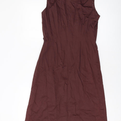 Kaleidoscope Womens Brown Cotton A-Line Size 10 Square Neck Zip