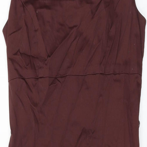 Kaleidoscope Womens Brown Cotton A-Line Size 10 Square Neck Zip