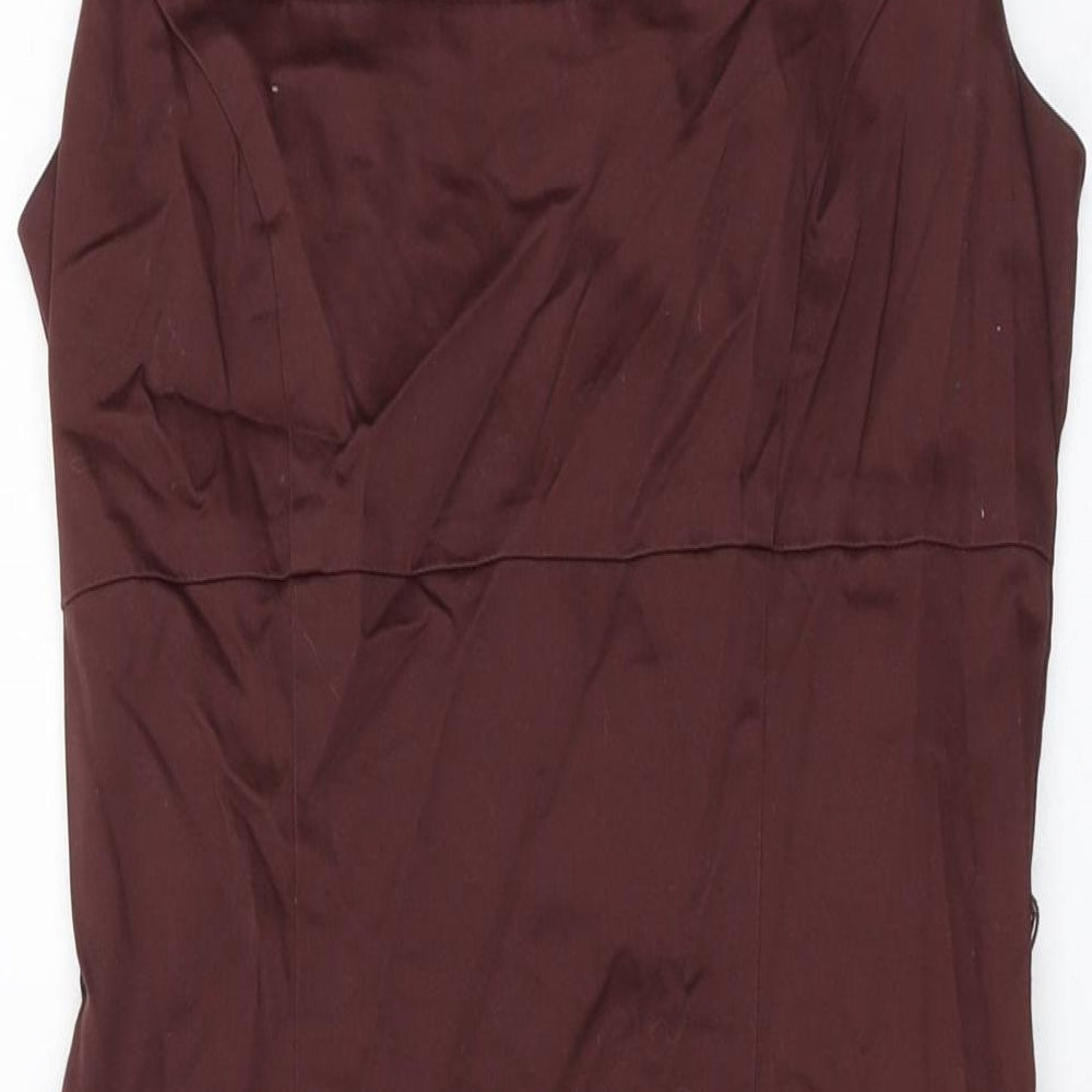 Kaleidoscope Womens Brown Cotton A-Line Size 10 Square Neck Zip