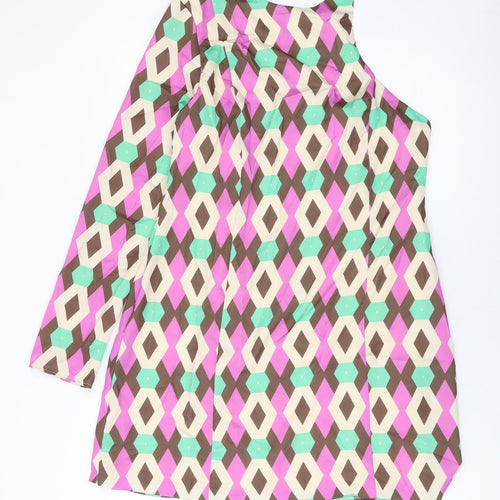Zara Womens Multicoloured Geometric Polyester A-Line Size XL Round Neck Zip