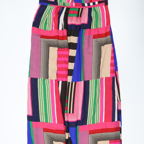 Accesorize Womens Multicoloured Geometric Polyester A-Line Size L V-Neck Pullover