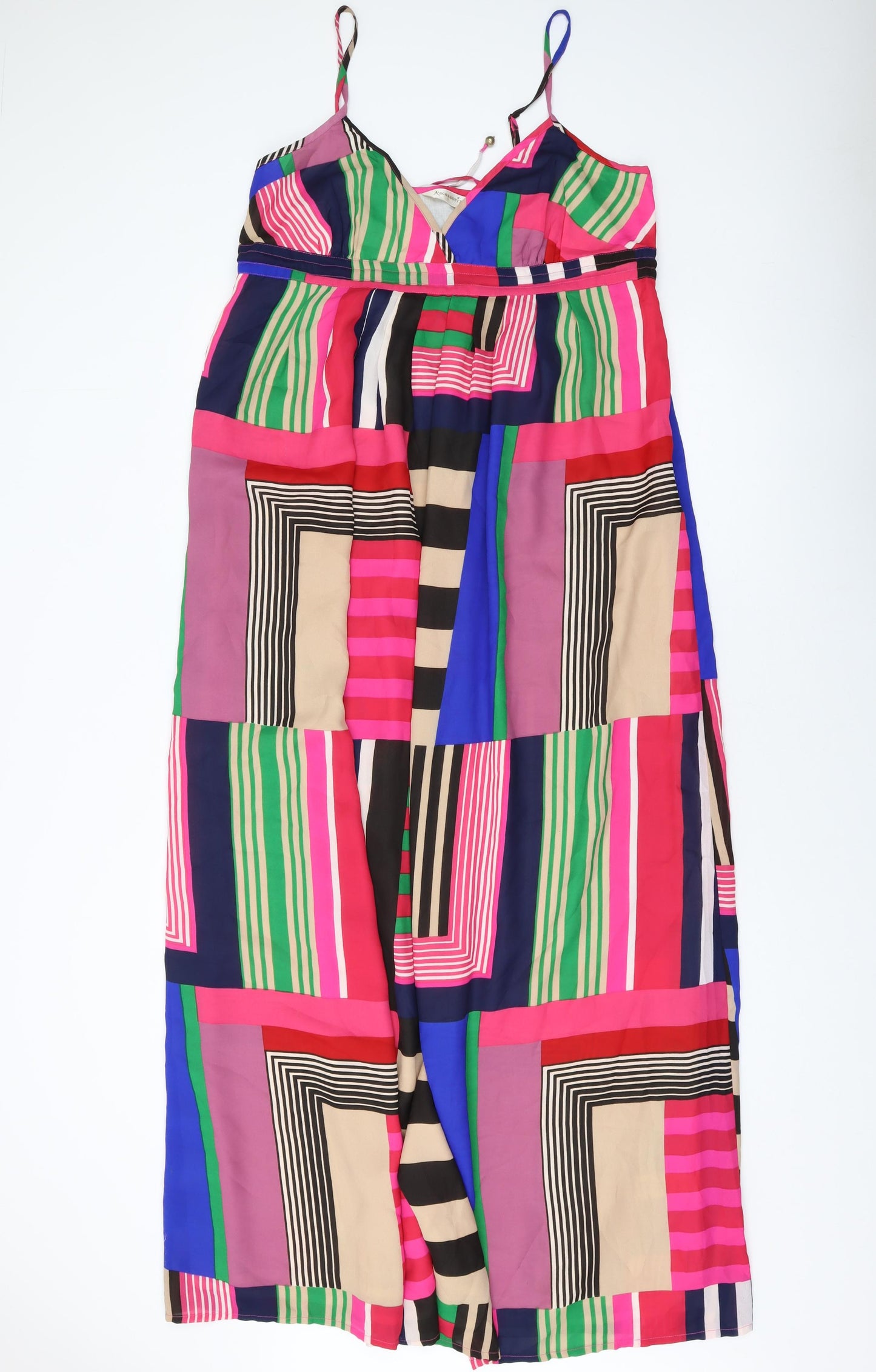 Accesorize Womens Multicoloured Geometric Polyester A-Line Size L V-Neck Pullover