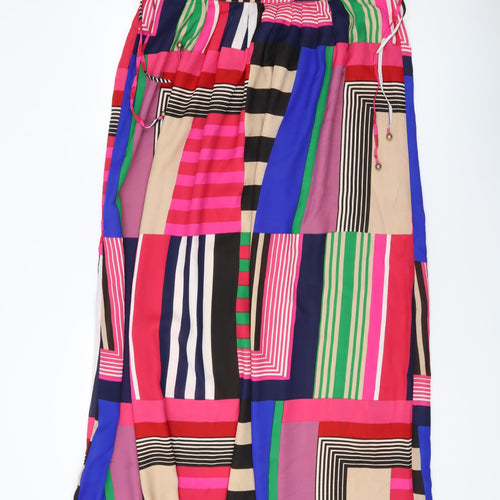 Accesorize Womens Multicoloured Geometric Polyester A-Line Size L V-Neck Pullover