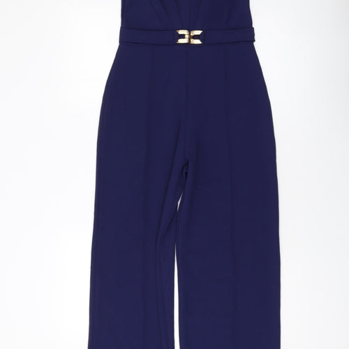 Quiz Womens Blue Polyester Jumpsuit One-Piece Size 8 Tie