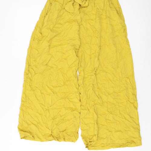 Boohoo Womens Yellow Viscose Trousers Size S L21 in Regular Drawstring