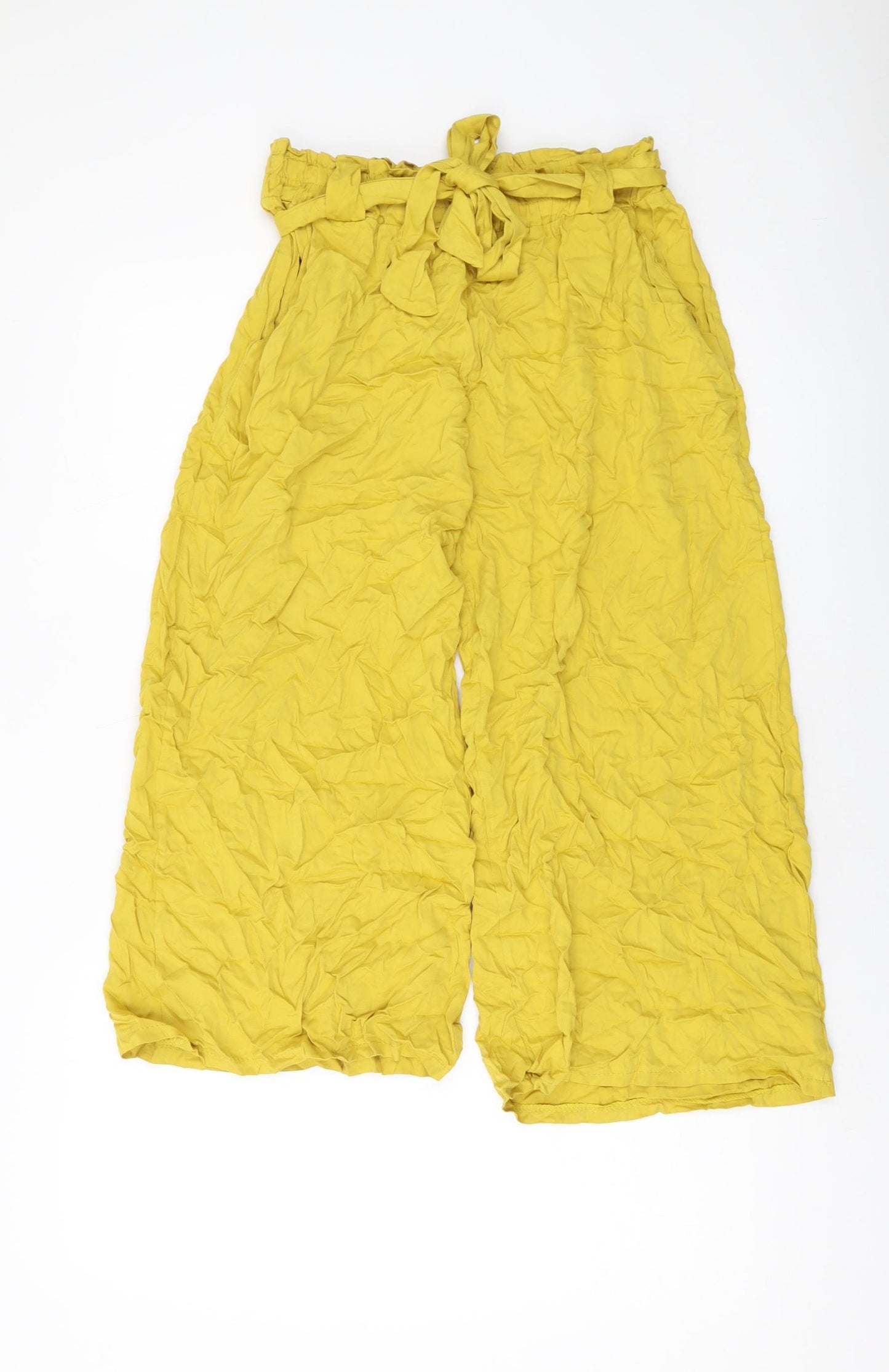 Boohoo Womens Yellow Viscose Trousers Size S L21 in Regular Drawstring