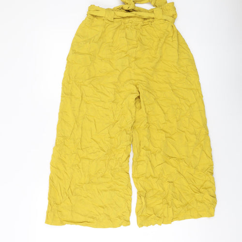 Boohoo Womens Yellow Viscose Trousers Size S L21 in Regular Drawstring