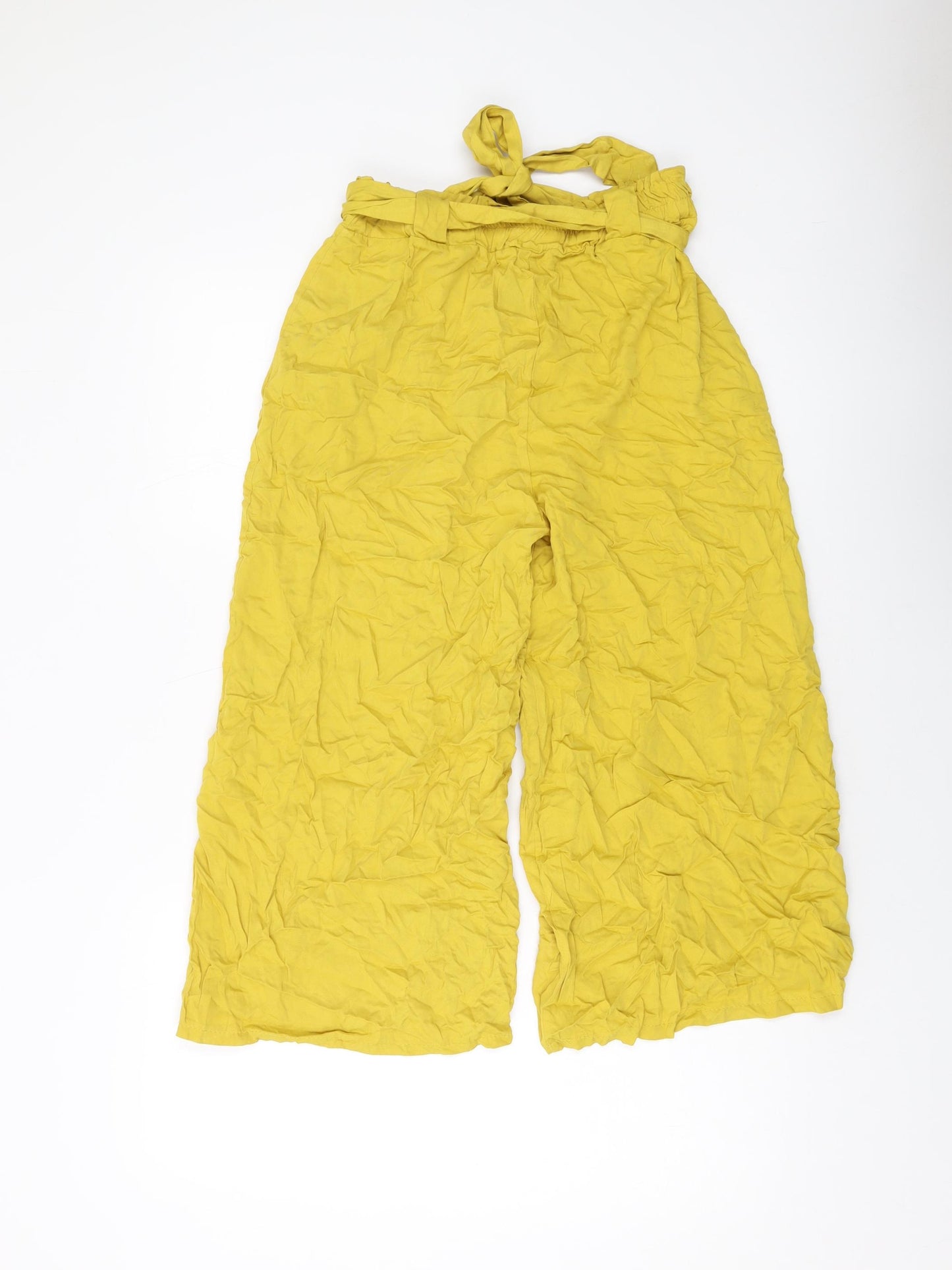 Boohoo Womens Yellow Viscose Trousers Size S L21 in Regular Drawstring