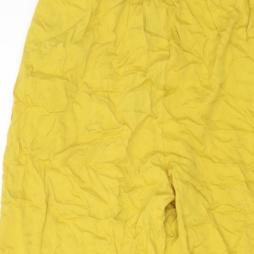 Boohoo Womens Yellow Viscose Trousers Size S L21 in Regular Drawstring