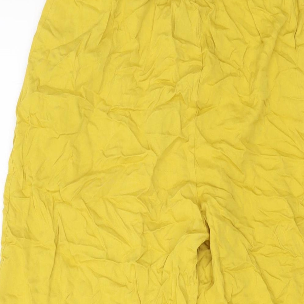 Boohoo Womens Yellow Viscose Trousers Size S L21 in Regular Drawstring