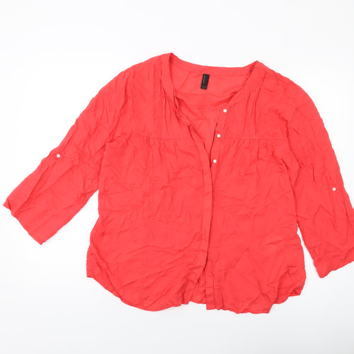 VERO MODA Womens Orange Viscose Basic Blouse Size XL V-Neck