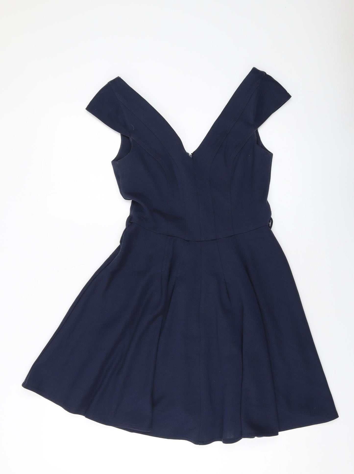 ASOS Womens Blue Polyester A-Line Size 10 V-Neck Zip