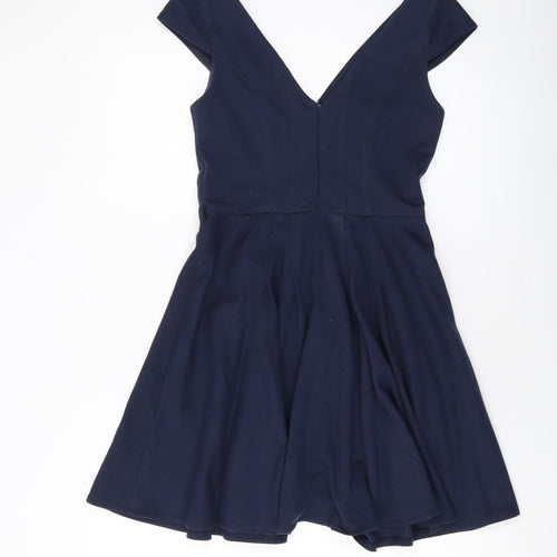 ASOS Womens Blue Polyester A-Line Size 10 V-Neck Zip