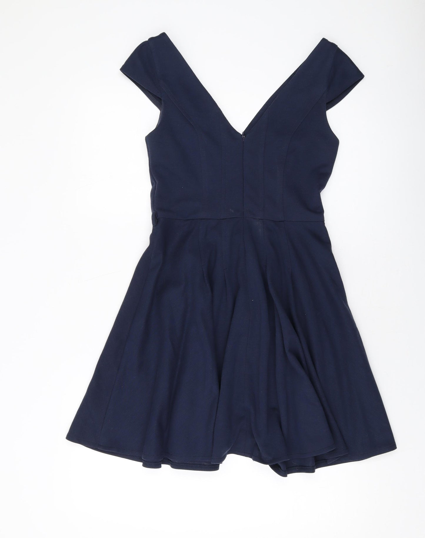 ASOS Womens Blue Polyester A-Line Size 10 V-Neck Zip