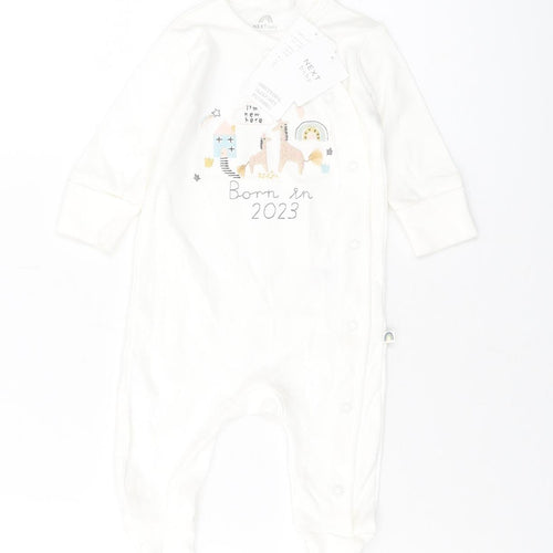 NEXT Baby Ivory Cotton Babygrow One-Piece Size 0-3 Months Snap