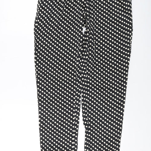 Boohoo Womens Black Polka Dot Polyester Trousers Size 6 L29 in Regular