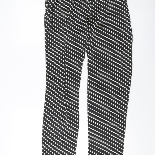 Boohoo Womens Black Polka Dot Polyester Trousers Size 6 L29 in Regular