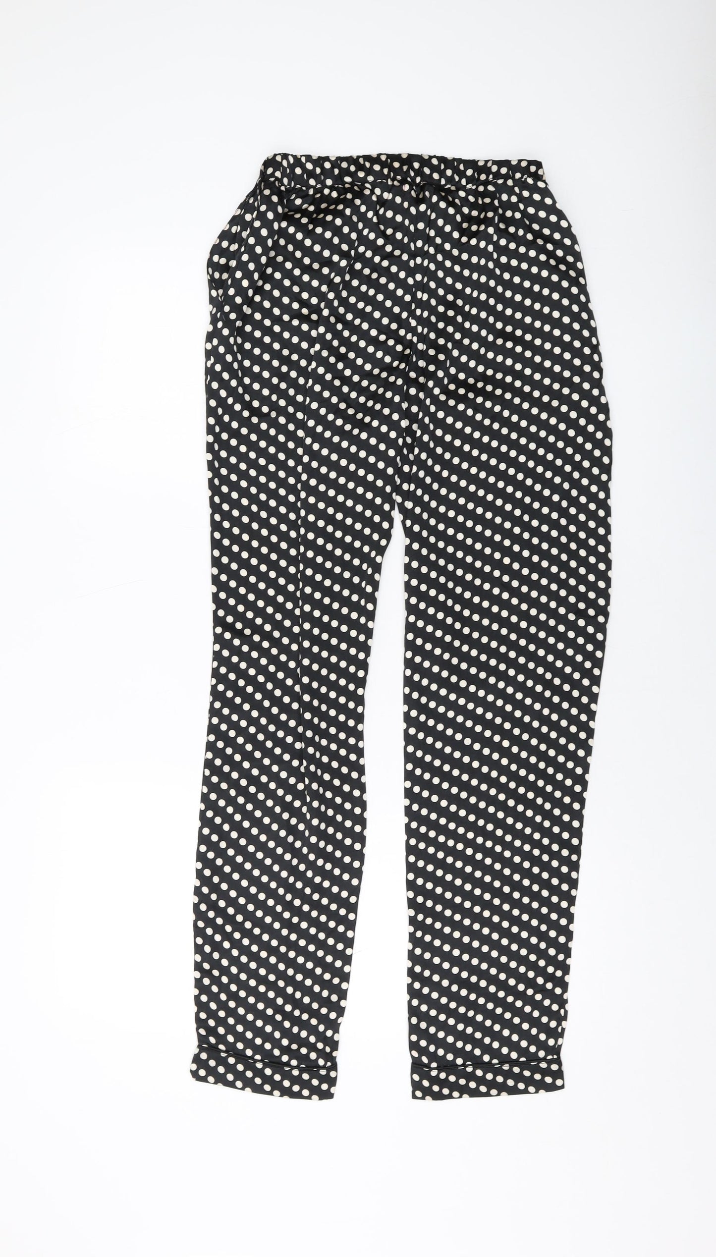 Boohoo Womens Black Polka Dot Polyester Trousers Size 6 L29 in Regular