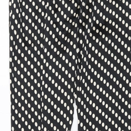 Boohoo Womens Black Polka Dot Polyester Trousers Size 6 L29 in Regular