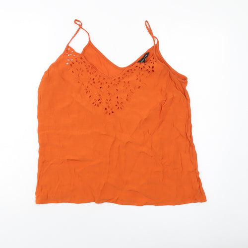 New Look Womens Orange Viscose Basic Tank Size 14 V-Neck