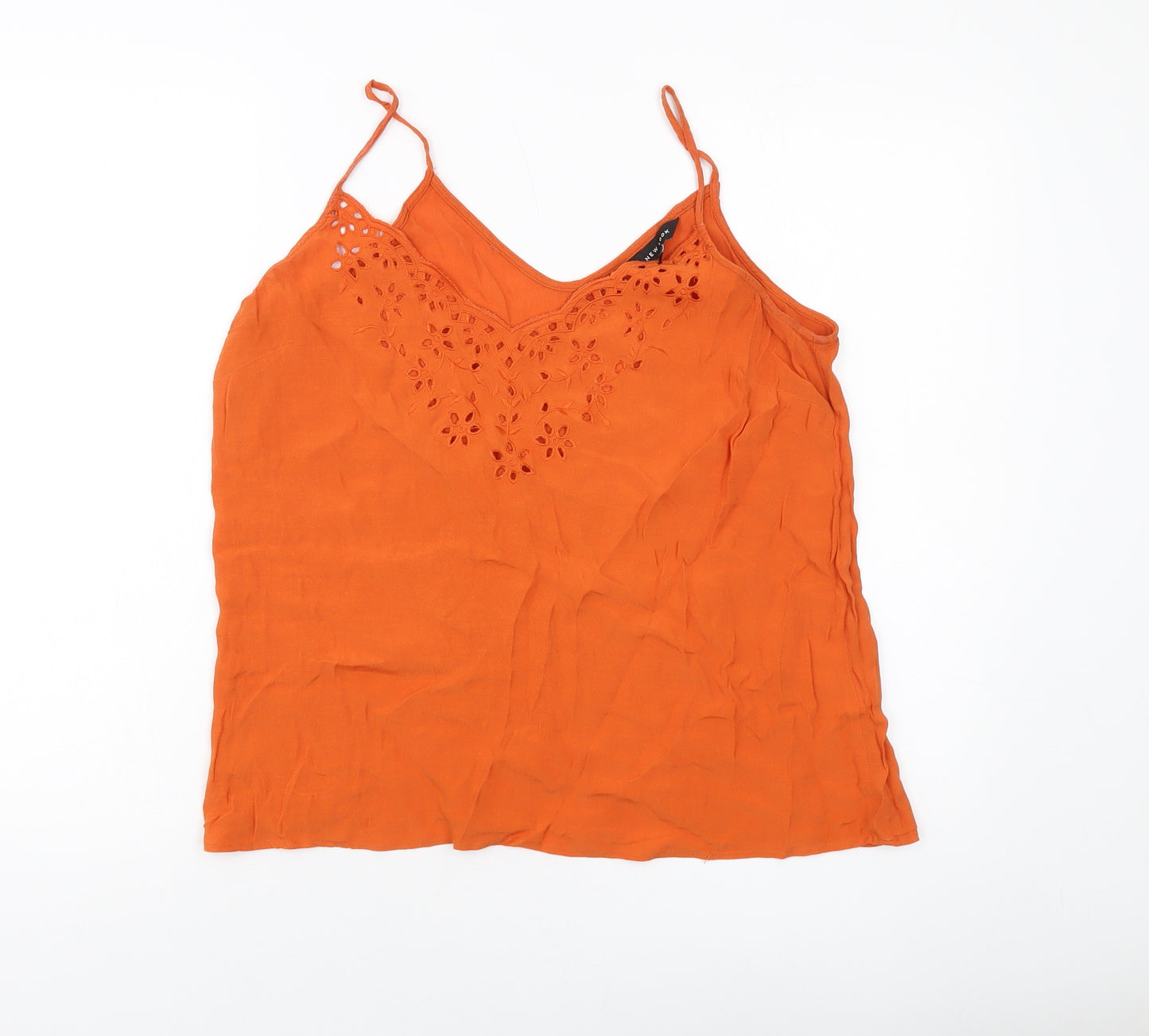 New Look Womens Orange Viscose Basic Tank Size 14 V-Neck