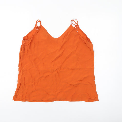 New Look Womens Orange Viscose Basic Tank Size 14 V-Neck