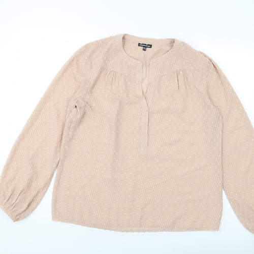 Warehouse Womens Pink Polyester Basic Blouse Size 12 V-Neck