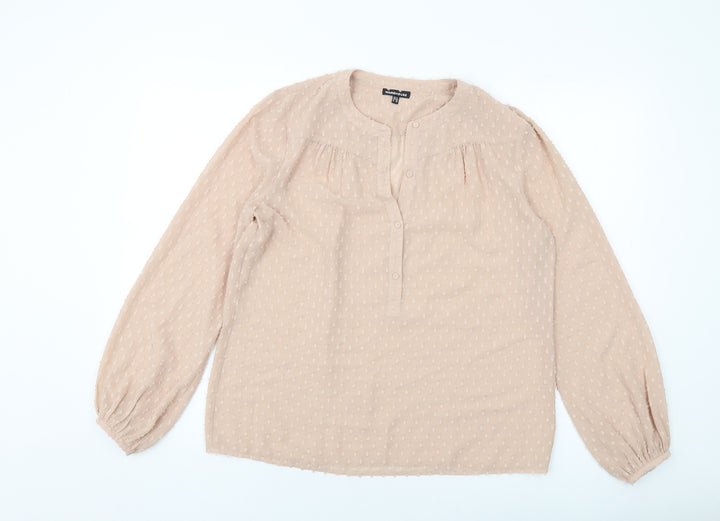 Warehouse Womens Pink Polyester Basic Blouse Size 12 V-Neck