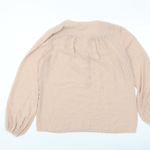 Warehouse Womens Pink Polyester Basic Blouse Size 12 V-Neck