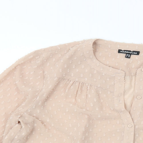 Warehouse Womens Pink Polyester Basic Blouse Size 12 V-Neck