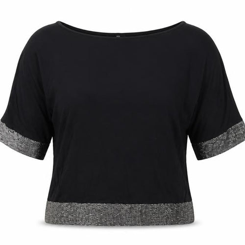 United Colors of Benetton Womens Black Viscose Basic Blouse Size M Round Neck